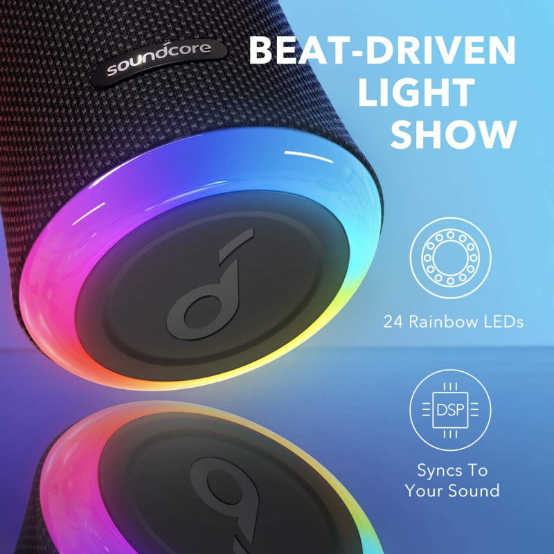 Anker Soundcore Flare 2 Bluetooth Speaker, With Ipx7 Waterproof Protection And 360° Sound For Backyard And Beach Party, 20w Wireless Speaker With Partycast, Eq Adjustment, And 12-hour Playtime, Black