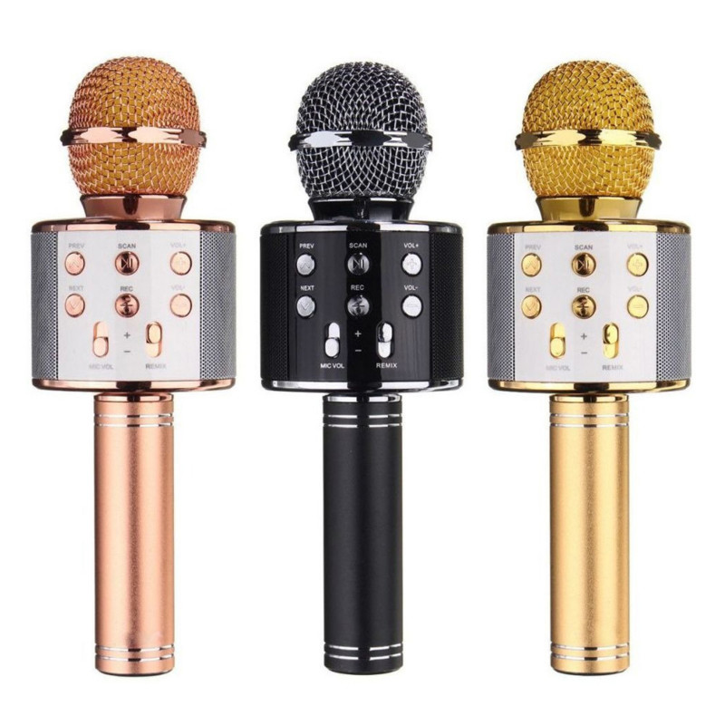 Ws-858 Wireless Bluetooth Microphone Recording Condenser Handheld Microphone Stand With Bluetooth Speaker Audio Recording
