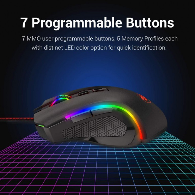 Redragon M602 RGB Wired Gaming Mouse RGB Spectrum Backlit Ergonomic Mouse Griffin Programmable With 7 Backlight Modes Up To 7200 DPI For Windows PC Gamers