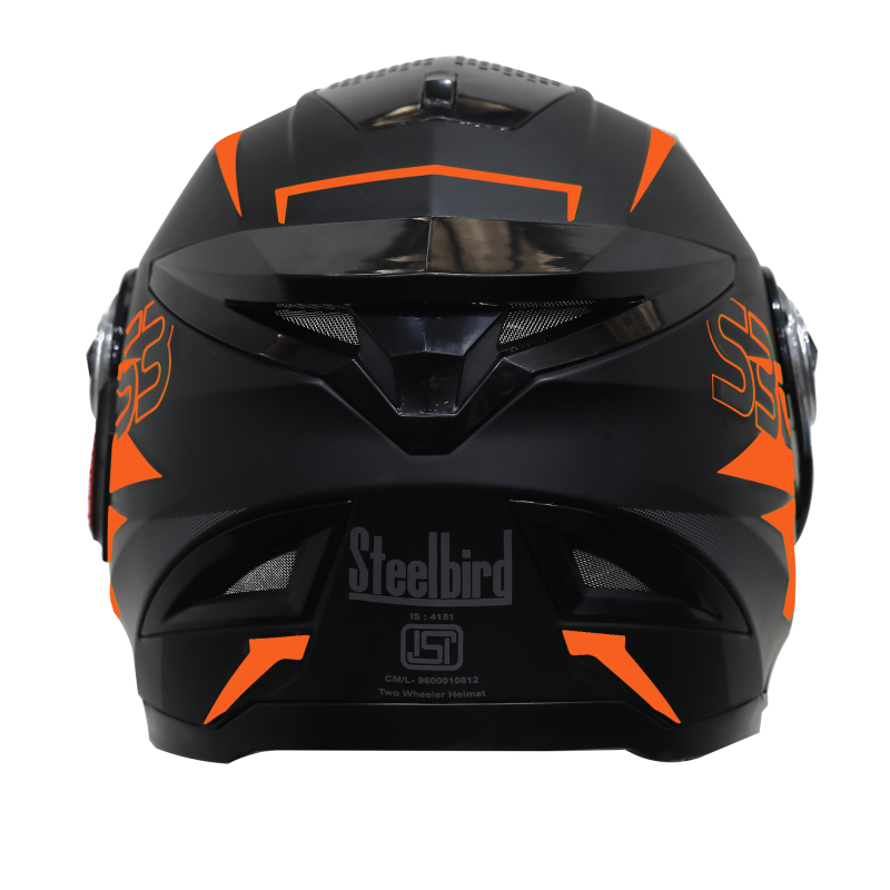Steelbird SBH-17 Robot Terminator Mat Black With Fluo Dark Orange