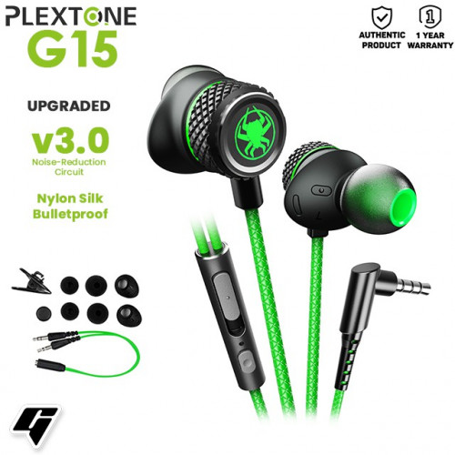 Plextone G15 V3.0 In-Ear Gaming Headset Upgraded Version Ergonomic Design With Microphone