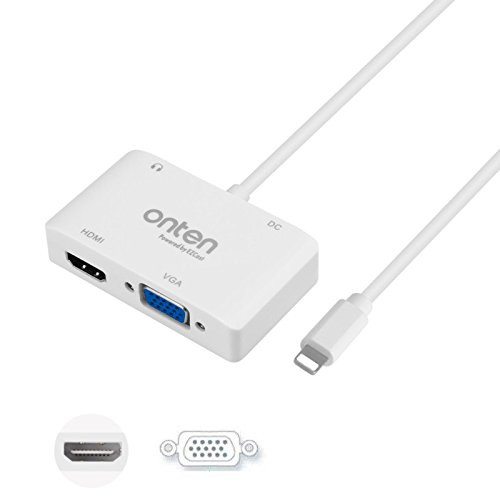 Onten Lightning And Micro To HDMI And VGA Adapter 1080P