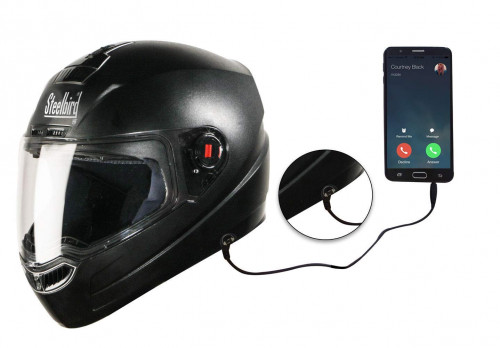Steelbird SBA-1 HF Dashing Full Face Helmet With Plain Visor And Handsfree Device (Black, 580MM)