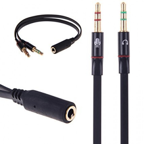 3.5mm Female To 2 Male Headphone Mic Audio Y Splitter Cable