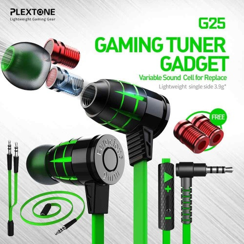 Plextone Hammerhead G25 Gaming Earphones With Mic In Ear Noise Isolation Headsets Variable Sound Cell For Replace