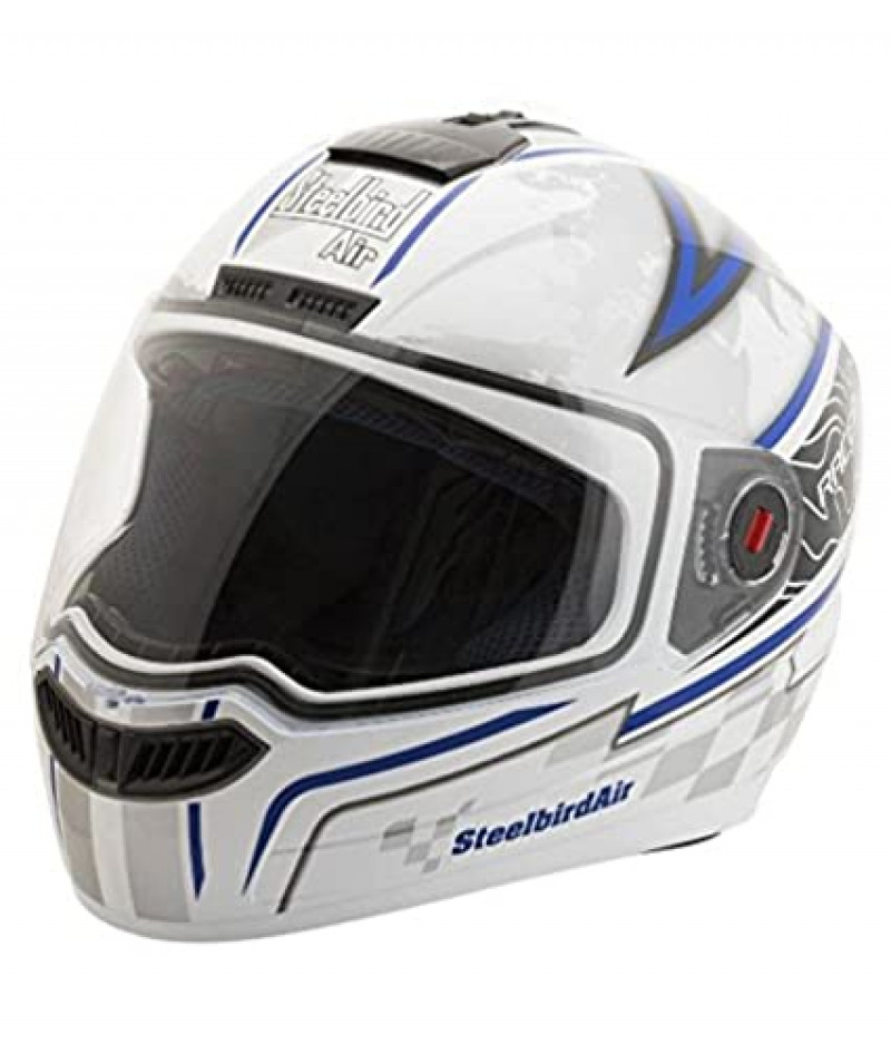 SteelBird Air Racer Matt White & Blue Smoke Visor Full Helmet