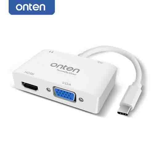 Type C To Hdmi VGA 3.5mm Audio Adapter 3 In 1 Video Converter For Macbook Google Chromebook Pixel Laptop Cast Screen To TV
