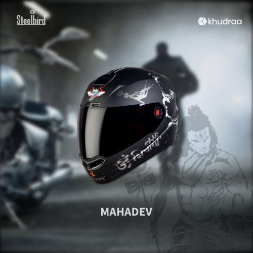 SteelBird Air Mahadev Matt Black & White Smoke Visor Full Helmet