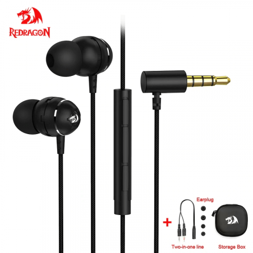 Redragon Bomber Pro E100 IN-EAR 3.5mm Gaming Heavy Bass Earphone With Mircophone Compatible With PS4 Pc Computer