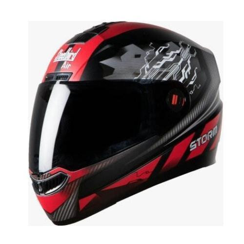 SteelBird Air Storm Matt Black & Red Smoke Visor Full Helmet