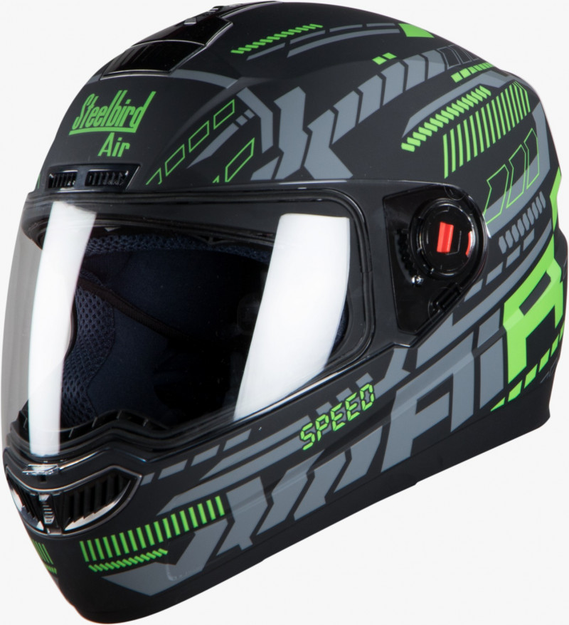 SteelBird Air Speed Matt Black & Green Smoke Visor Full Helmet