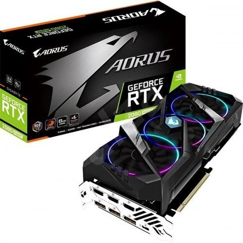 GIGABYTE AORUS GeForce RTX 2080 Super 8G Graphics Card, 3x WINDFORCE Fans, 8GB 256-Bit GDDR6