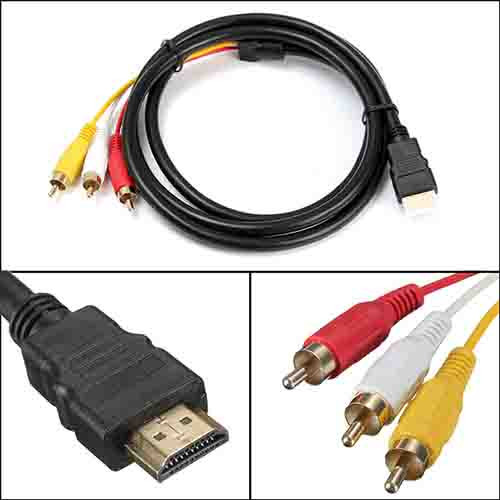 1080p HDTV HDMI Male To 3 RCA Audio Video AV Cable Cord Adapter